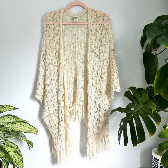 🌾Crochet Bohemian Shawl Poncho Duster, Stevie Nicks, 70’s Altard State Hippie - Picture 3 of 9
